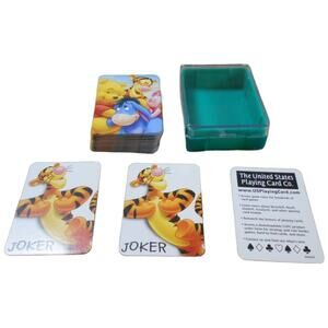Winnie the Pooh Mini US Playing Cards Complete 1.75" x 2.5" Plastic Case Vintage